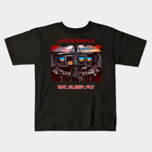 Aviation cockpit Kids T-Shirt by FasBytes